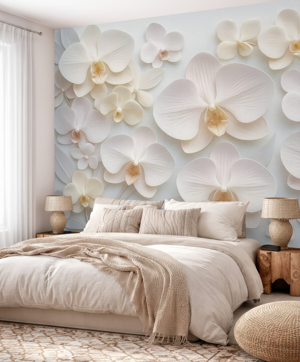 Fototapeta Subtelne kwiaty archidii w jasnych odcieniach z efektem 3D.