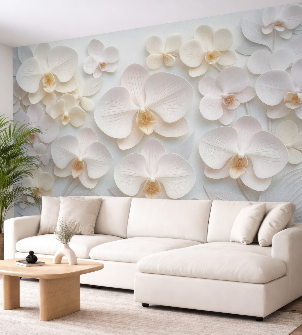 Fototapeta Subtelne kwiaty archidii w jasnych odcieniach z efektem 3D.