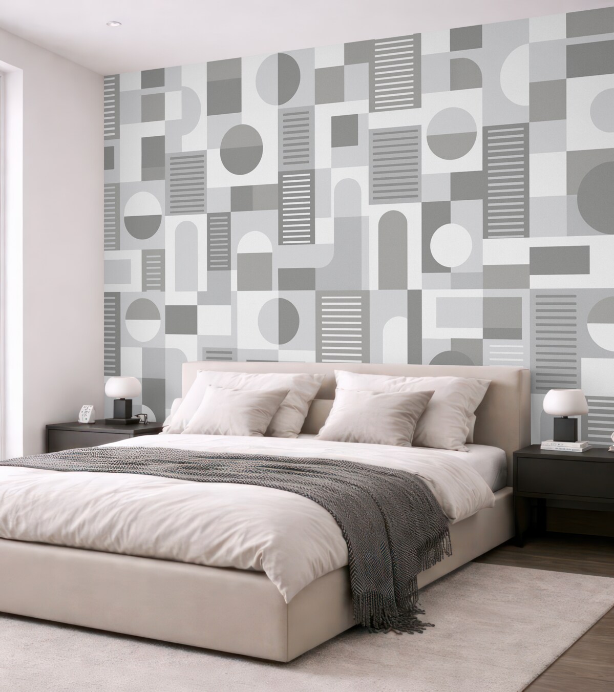 Fototapeta Geometryczne figury w odcieniach niebieskiego i szarości.