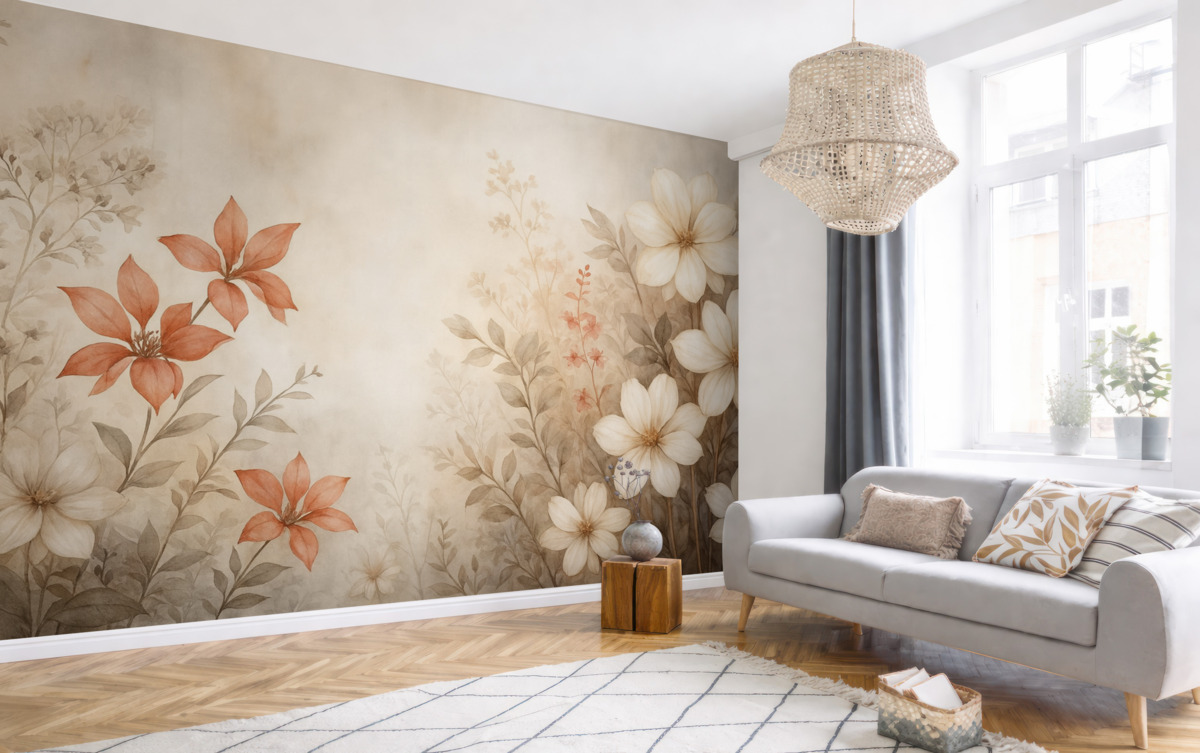 Fototapeta Abstrakcyjna flora w rozmytym ujęciu akwarelowym.