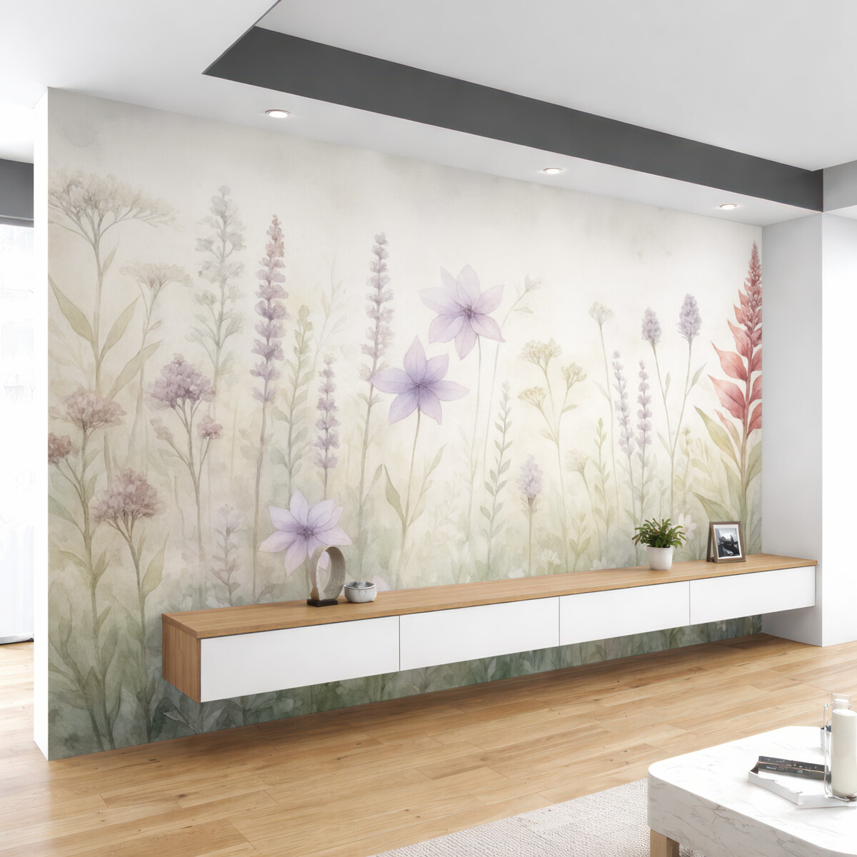 Fototapeta Rośliny i zioła w akwarelowym, delikatnym stylu.