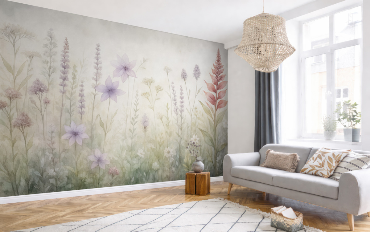 Fototapeta Rośliny i zioła w akwarelowym, delikatnym stylu.