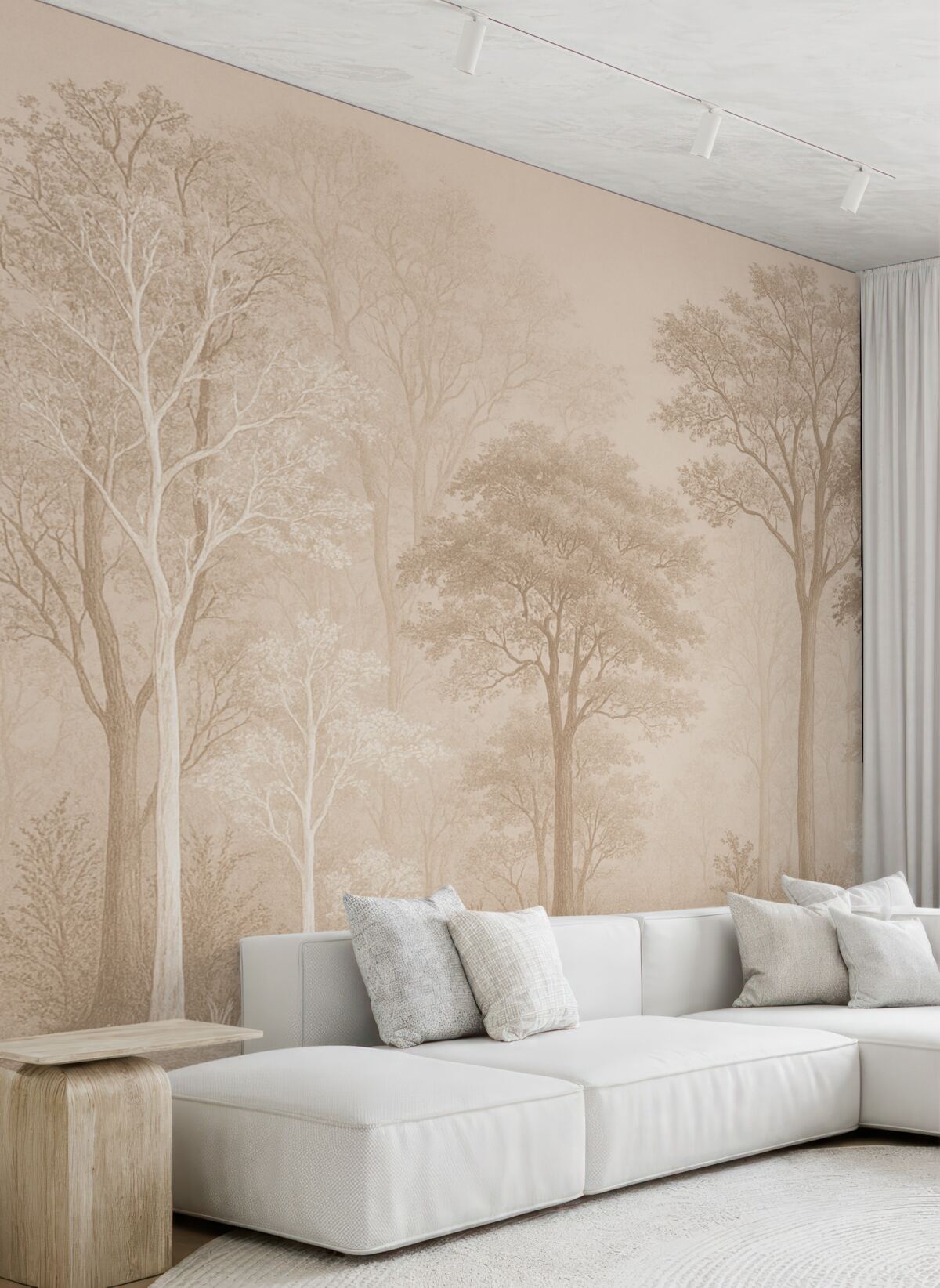 Fototapeta Lasy pełne drzew, prostota, środowisko, beżowe odcienie.