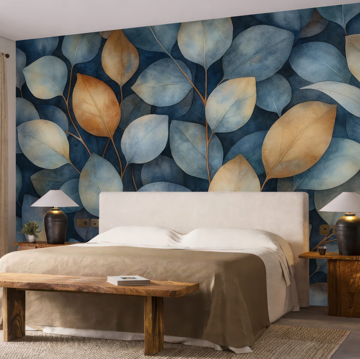 Fototapeta Cudowne liście eukaliptusa, florystyczny motyw, ilustracja w technice akwareli.