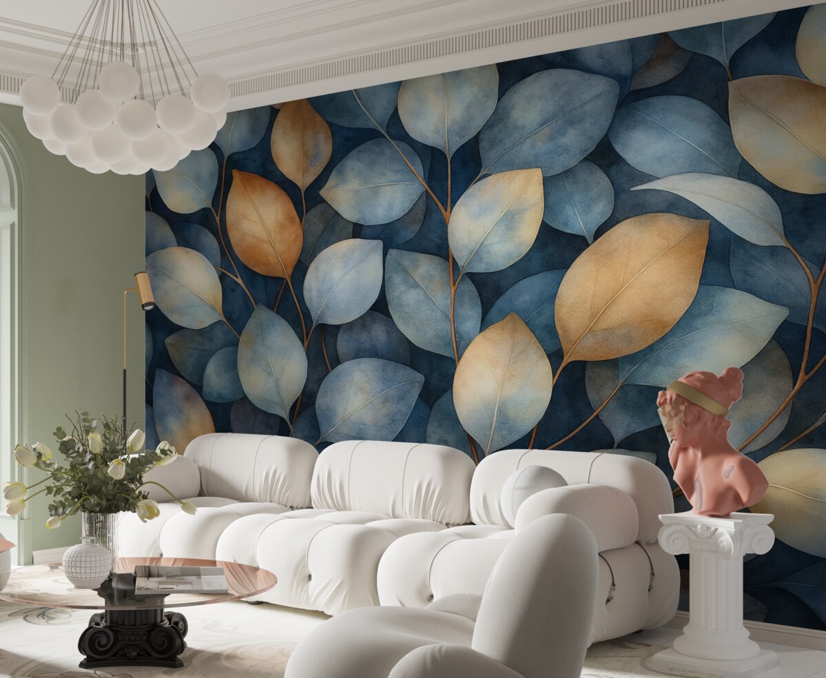 Fototapeta Cudowne liście eukaliptusa, florystyczny motyw, ilustracja w technice akwareli.