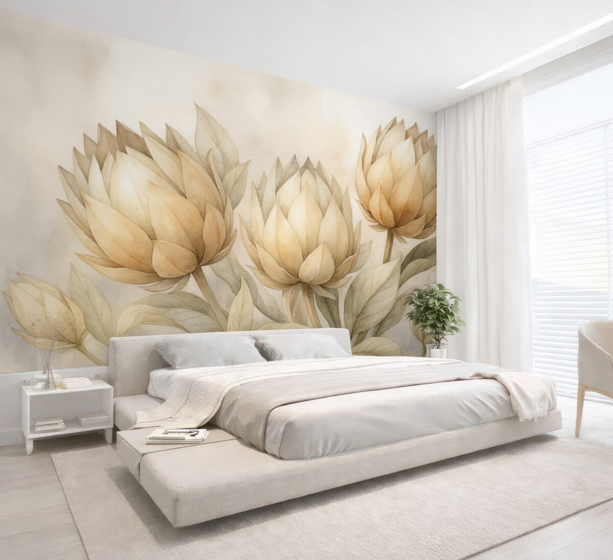 Fototapeta Akwarela naśladująca karczochy.