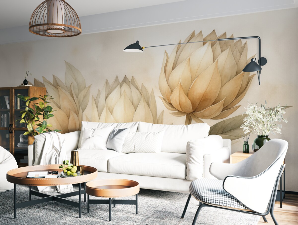 Fototapeta Akwarela naśladująca karczochy.