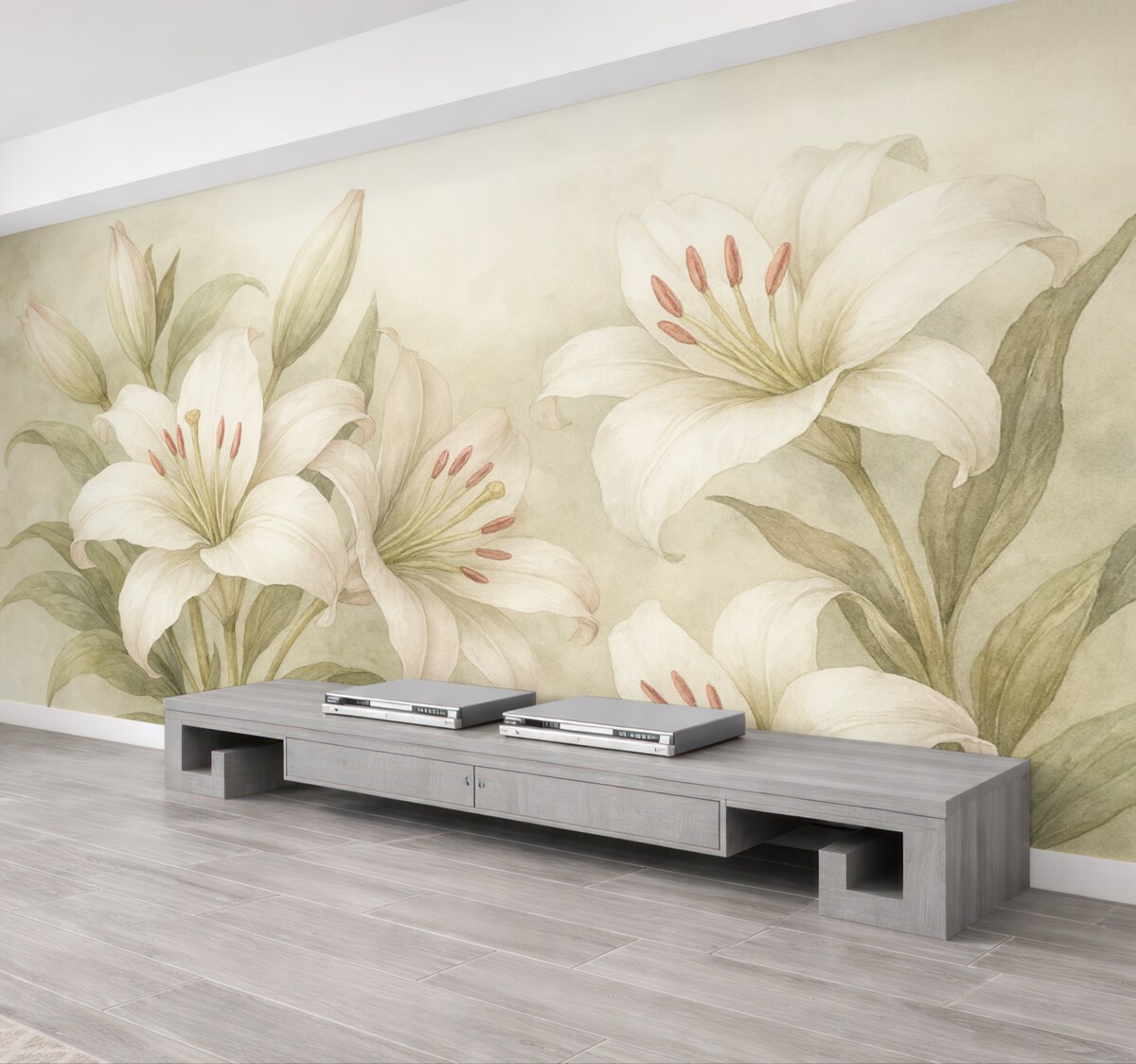 Fototapeta Wielkie białe lilie.