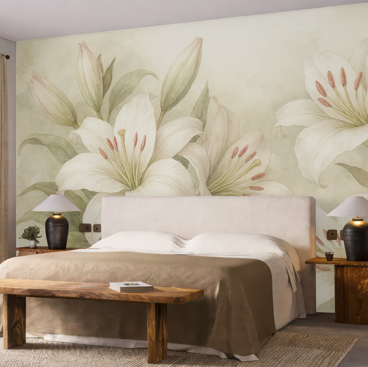 Fototapeta Wielkie białe lilie.