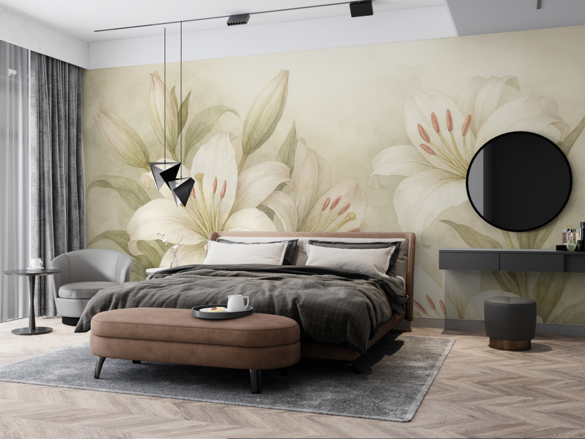 Fototapeta Wielkie białe lilie.