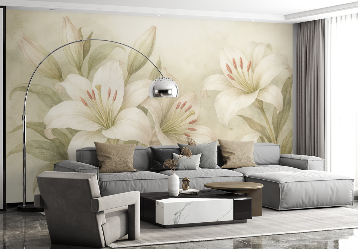 Fototapeta Wielkie białe lilie.