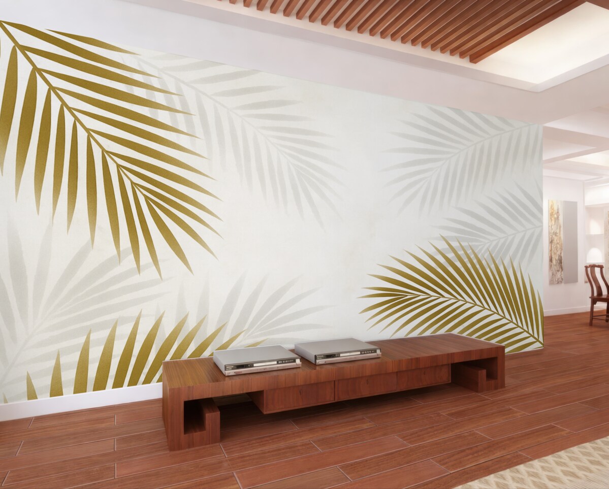 Fototapeta Liście palmowe w kolorze brązowym.