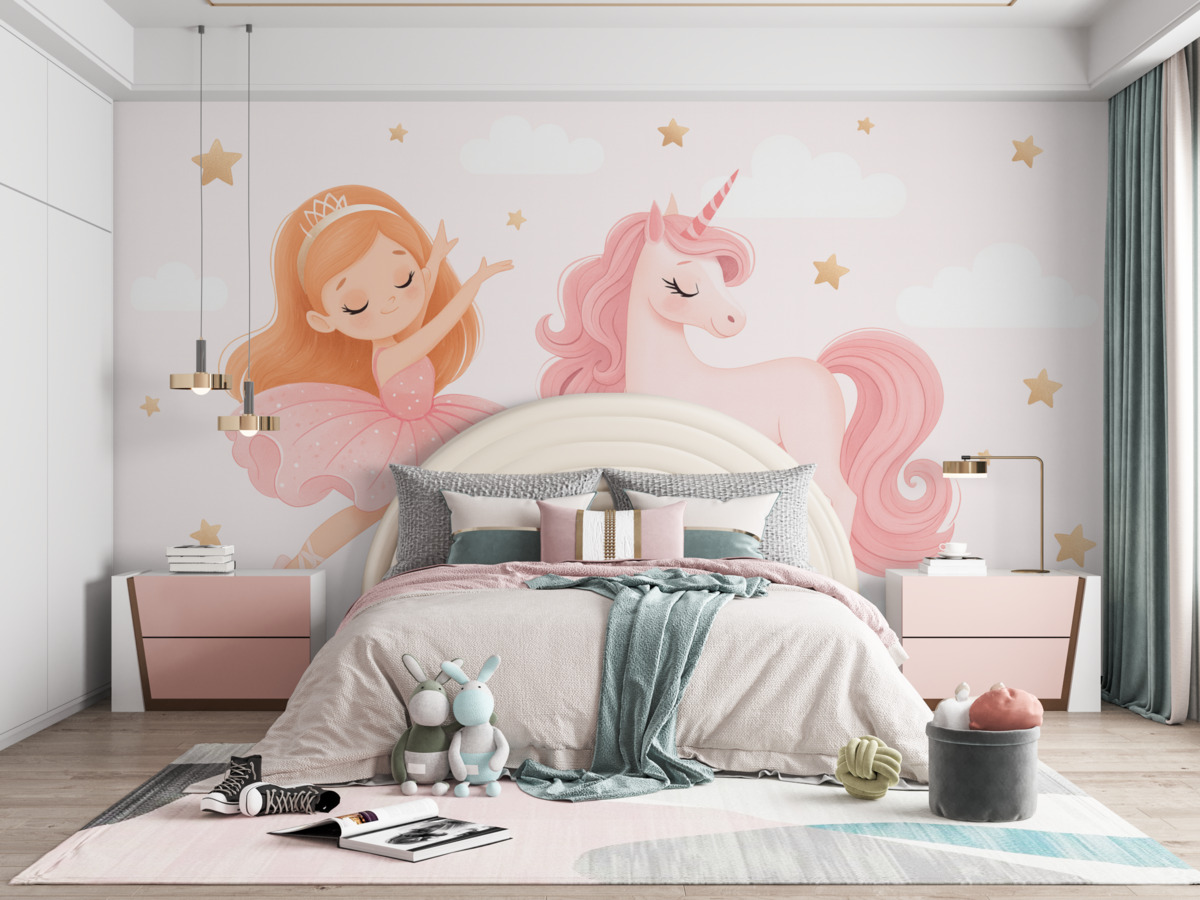 Fototapeta Mała baletnica oraz jednorożec.