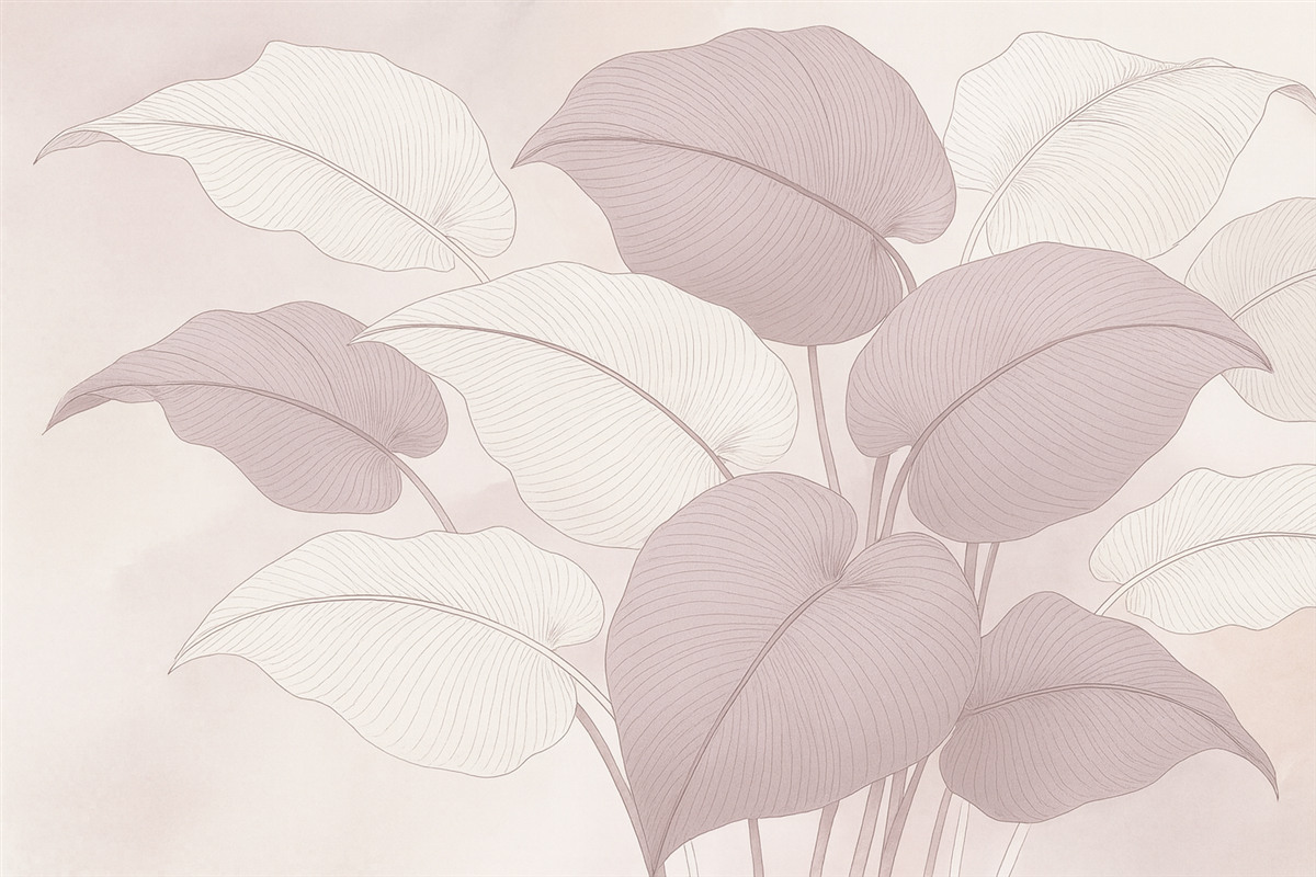 Fototapeta Ogromne liście w różnorodnych odcieniach różu.