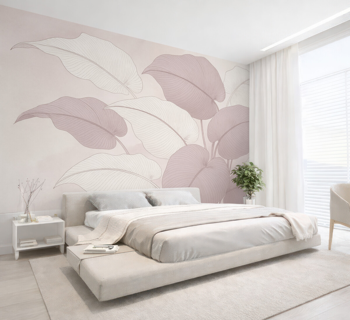 Fototapeta Ogromne liście w różnorodnych odcieniach różu.