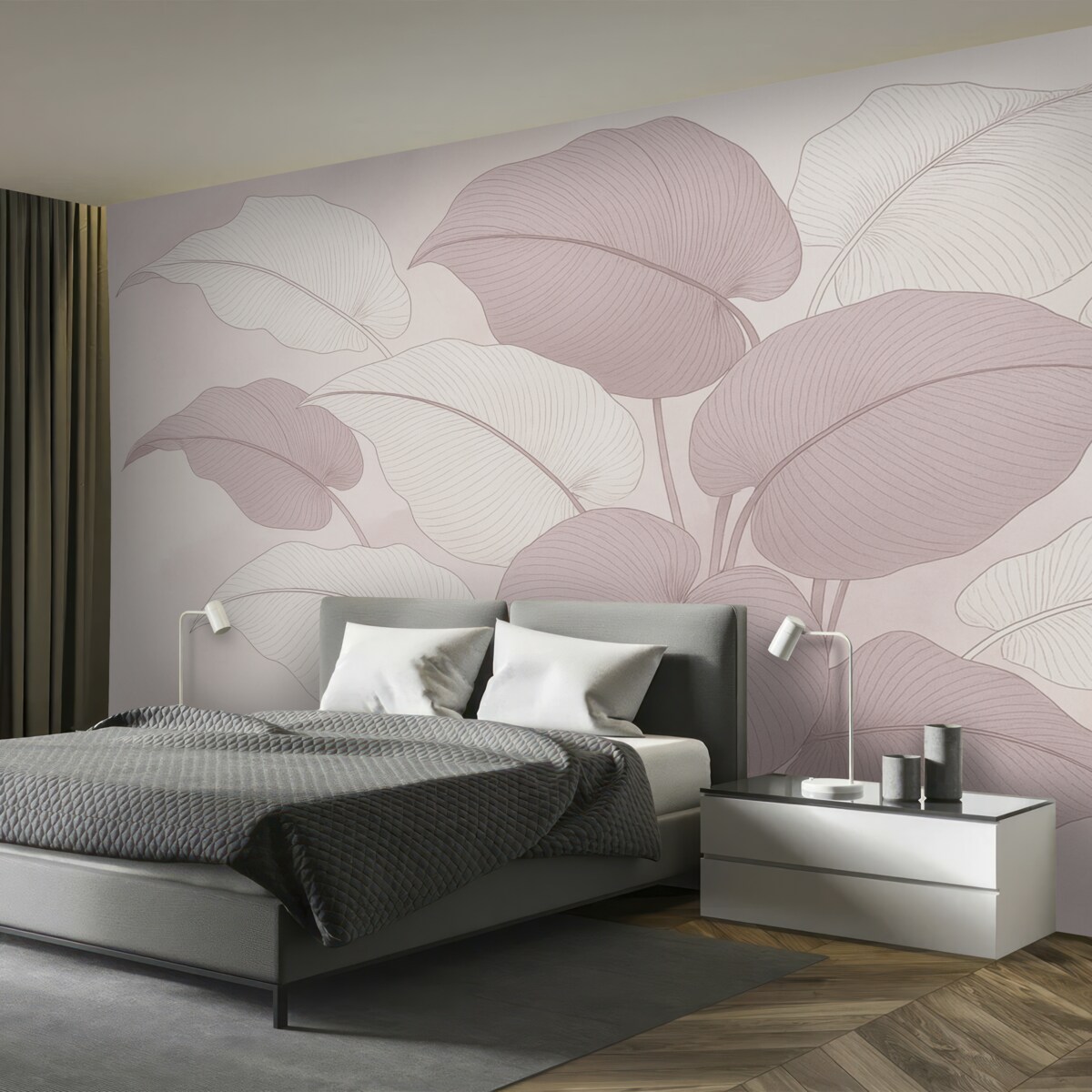 Fototapeta Ogromne liście w różnorodnych odcieniach różu.