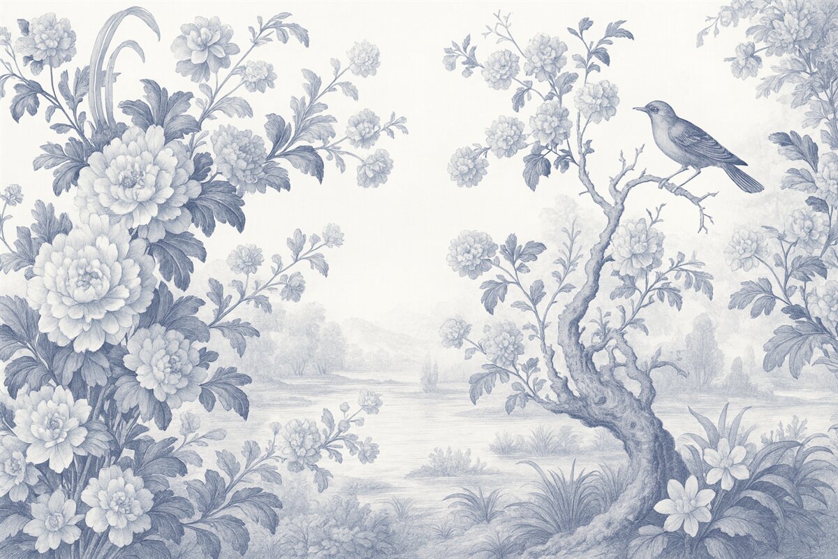 Fototapeta Ogród namalowany w monochromatycznych tonacjach.