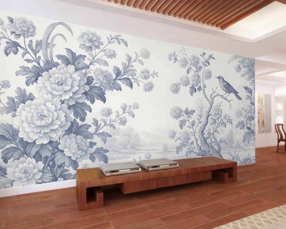 Fototapeta Ogród namalowany w monochromatycznych tonacjach.