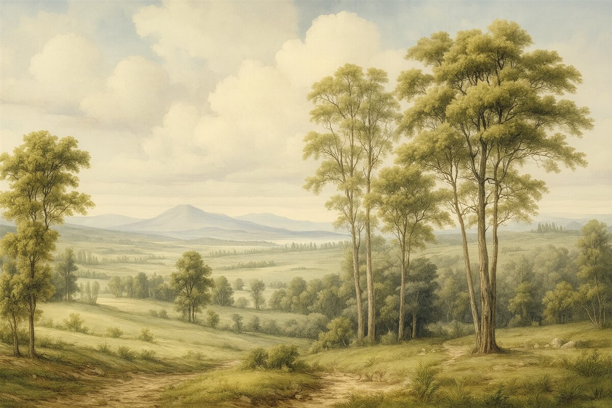 Fototapeta Wsp współczesny krajobraz akwarelowy.