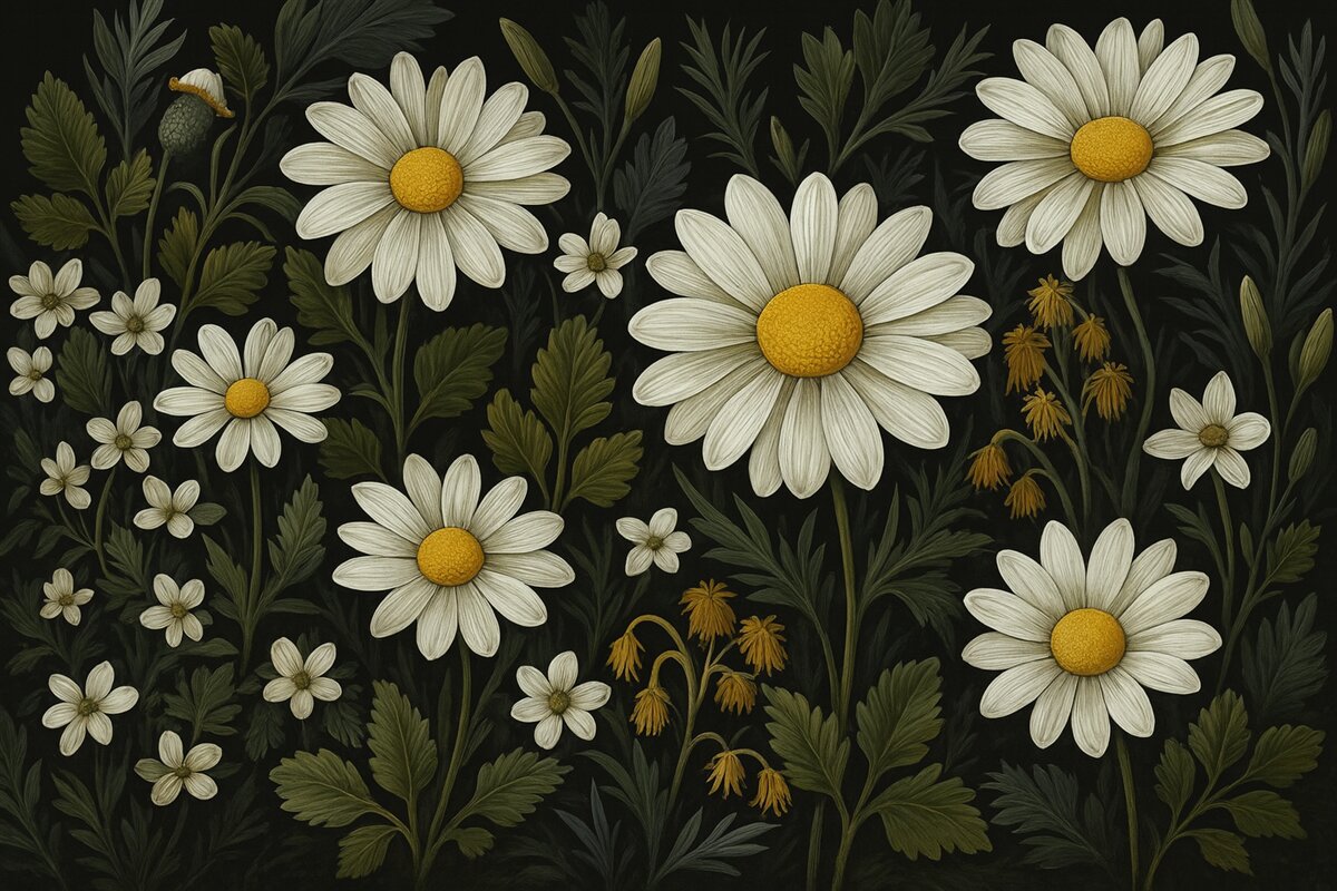 Fototapeta Ogród stokrotek w malarskiej formie.