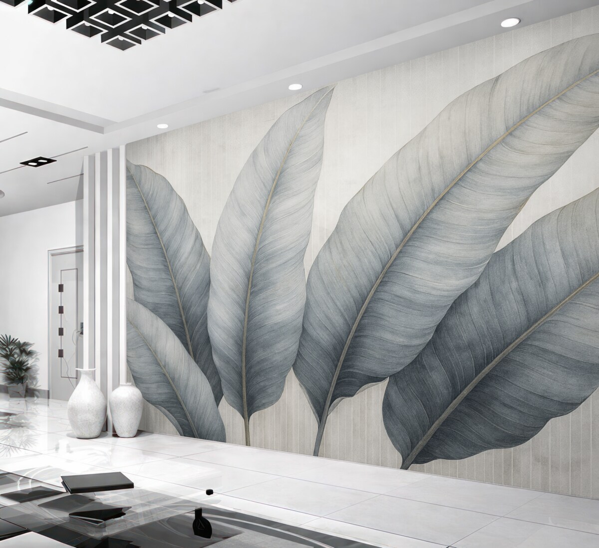 Fototapeta Wielkie liście na ścianie.