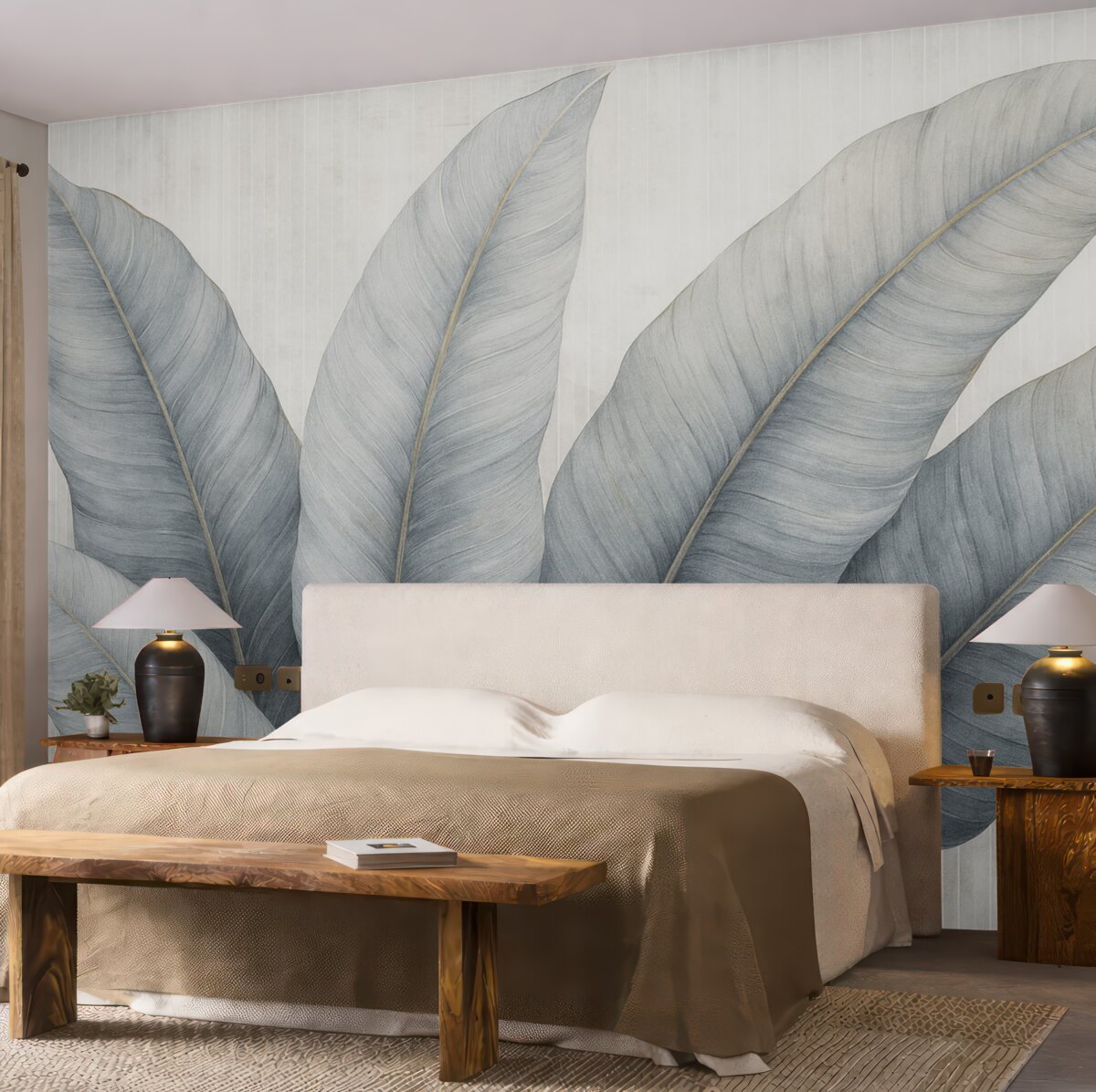 Fototapeta Wielkie liście na ścianie.