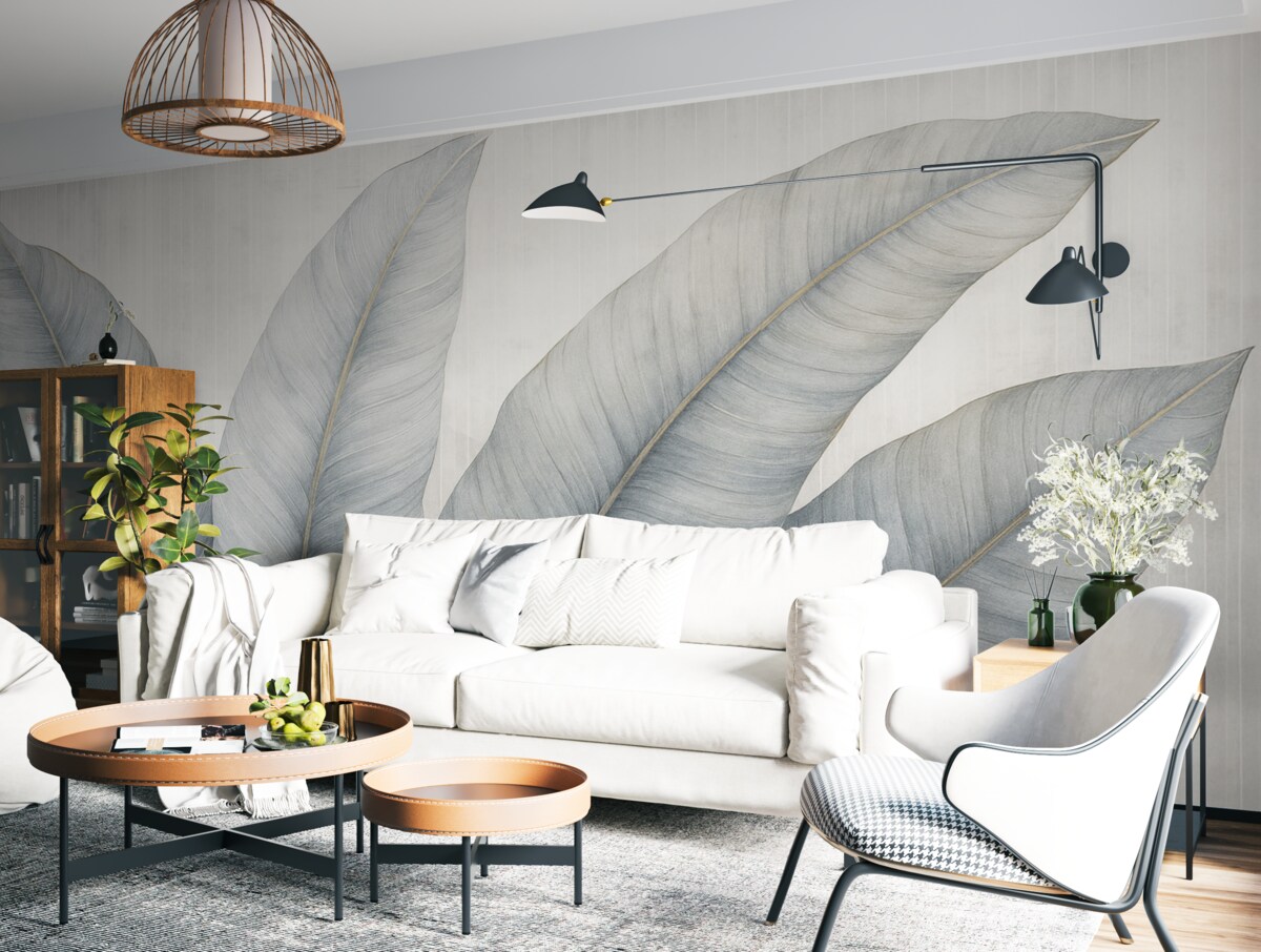 Fototapeta Wielkie liście na ścianie.