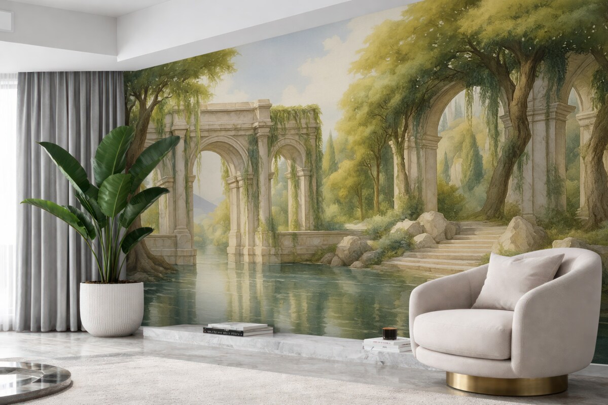 Fototapeta Obraz przedstawiający krajobraz w technice olejnej.