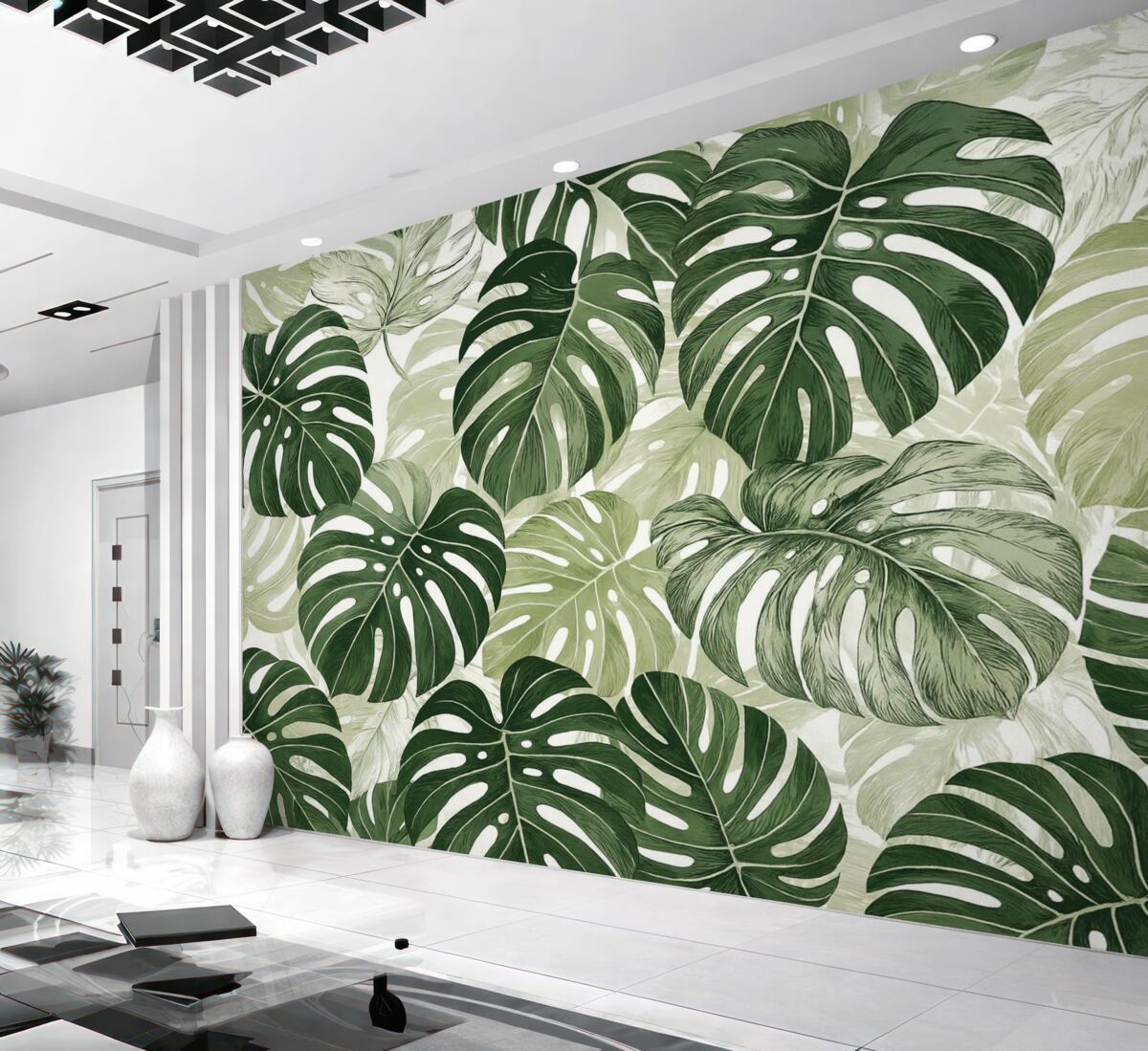 Fototapeta Liście Monstery w formie graficznej.