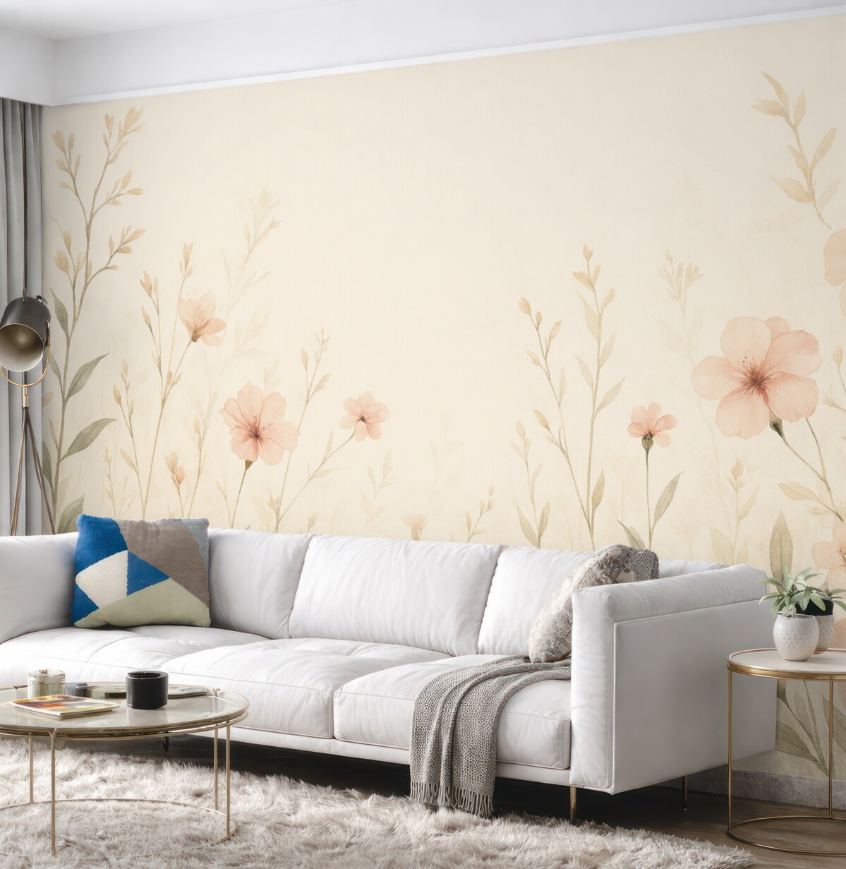 Fototapeta Kwiaty polne z kwiatami brzoskwiniowymi.