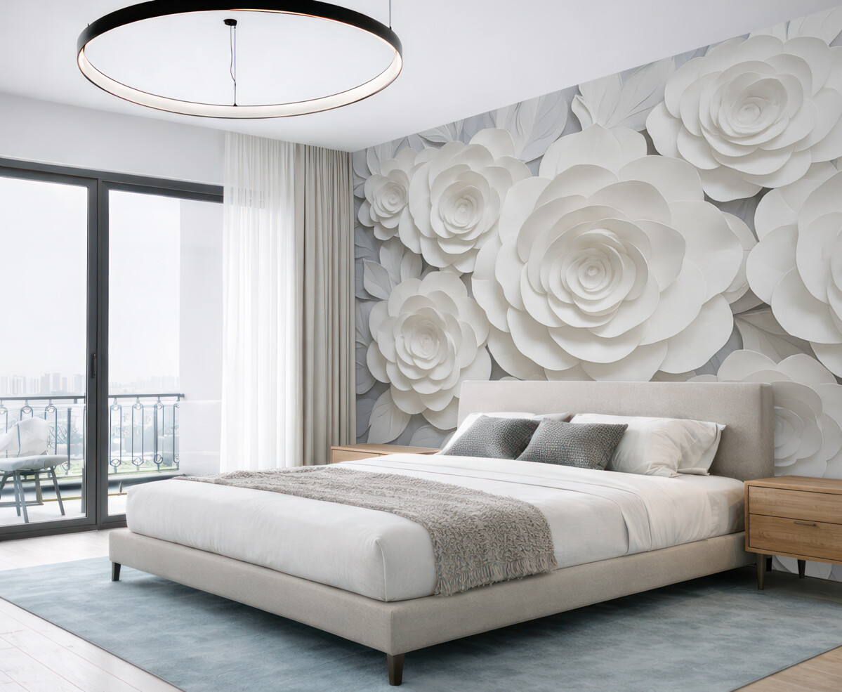 Fototapeta Białe abstrakcyjne kwiaty róży.