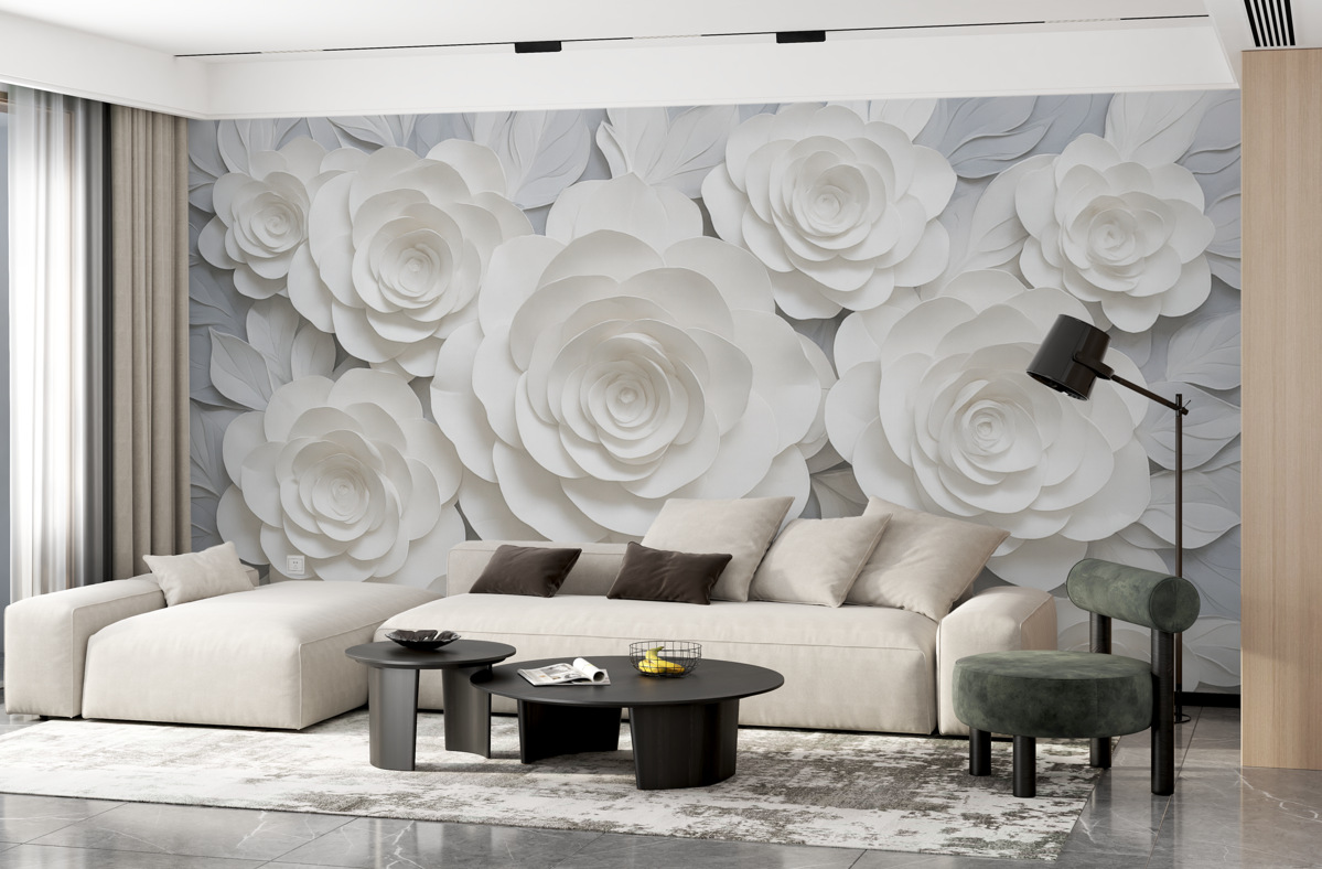 Fototapeta Białe abstrakcyjne kwiaty róży.