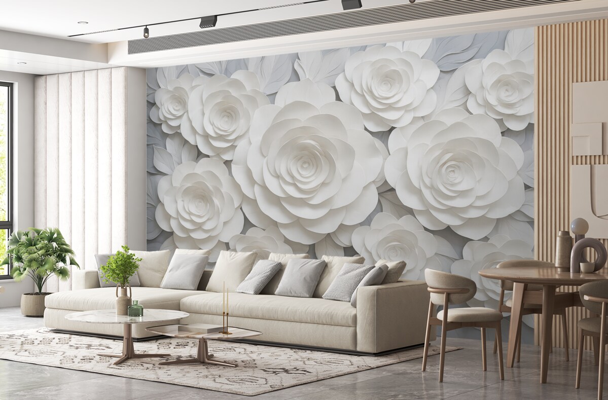 Fototapeta Białe abstrakcyjne kwiaty róży.