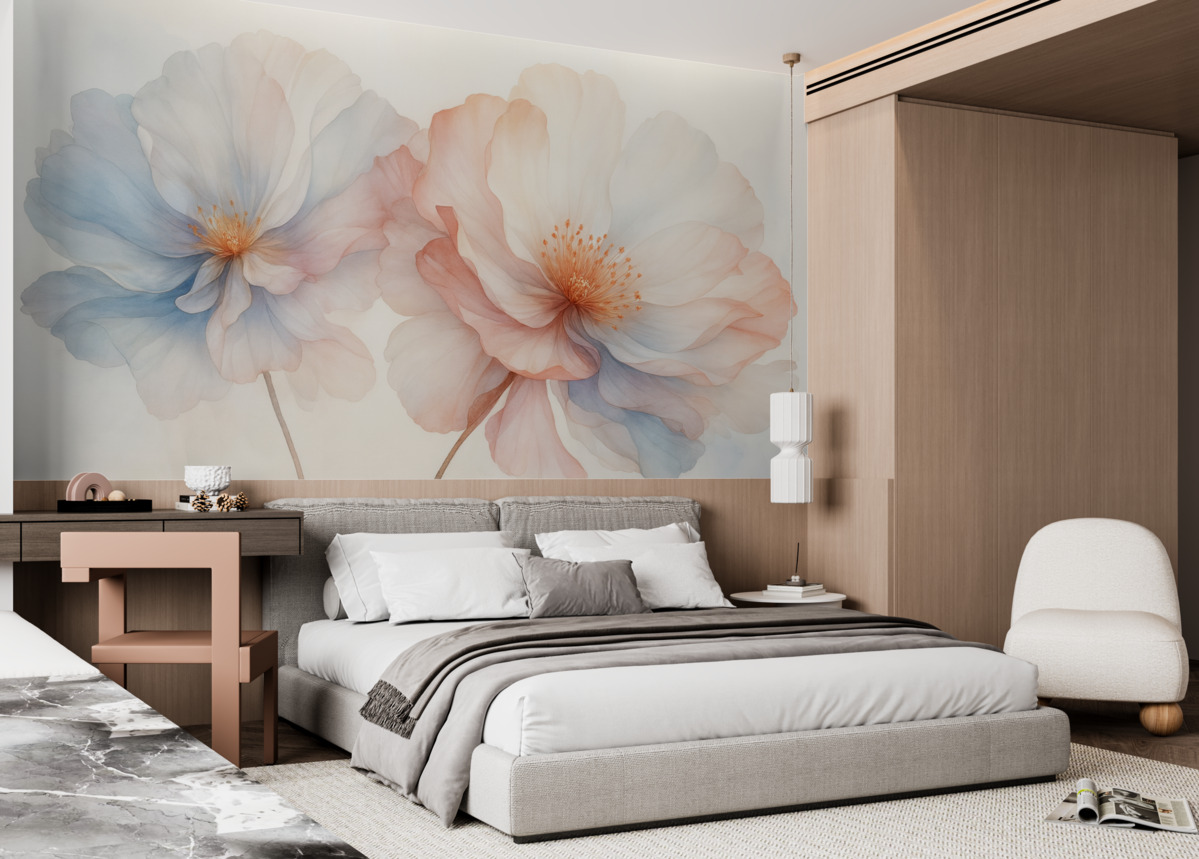 Fototapeta Dwa kwiaty przypominające akwarelę.