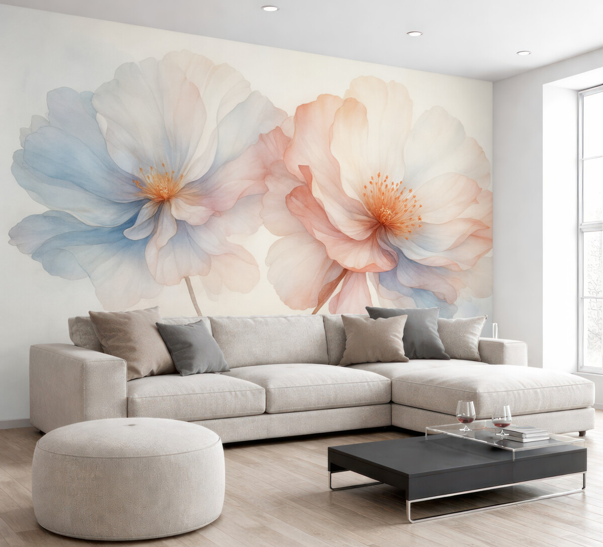 Fototapeta Dwa kwiaty przypominające akwarelę.