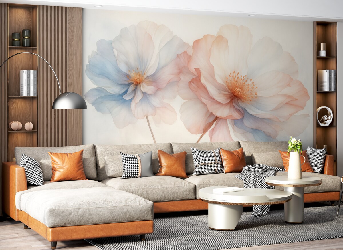 Fototapeta Dwa kwiaty przypominające akwarelę.