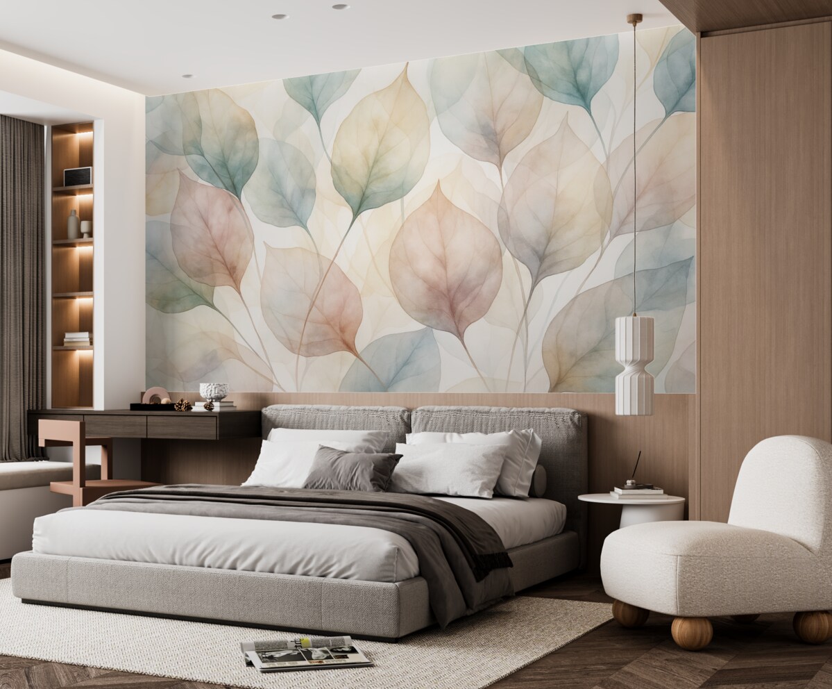 Fototapeta Abstrakcyjne liście naśladujące akwarelę.