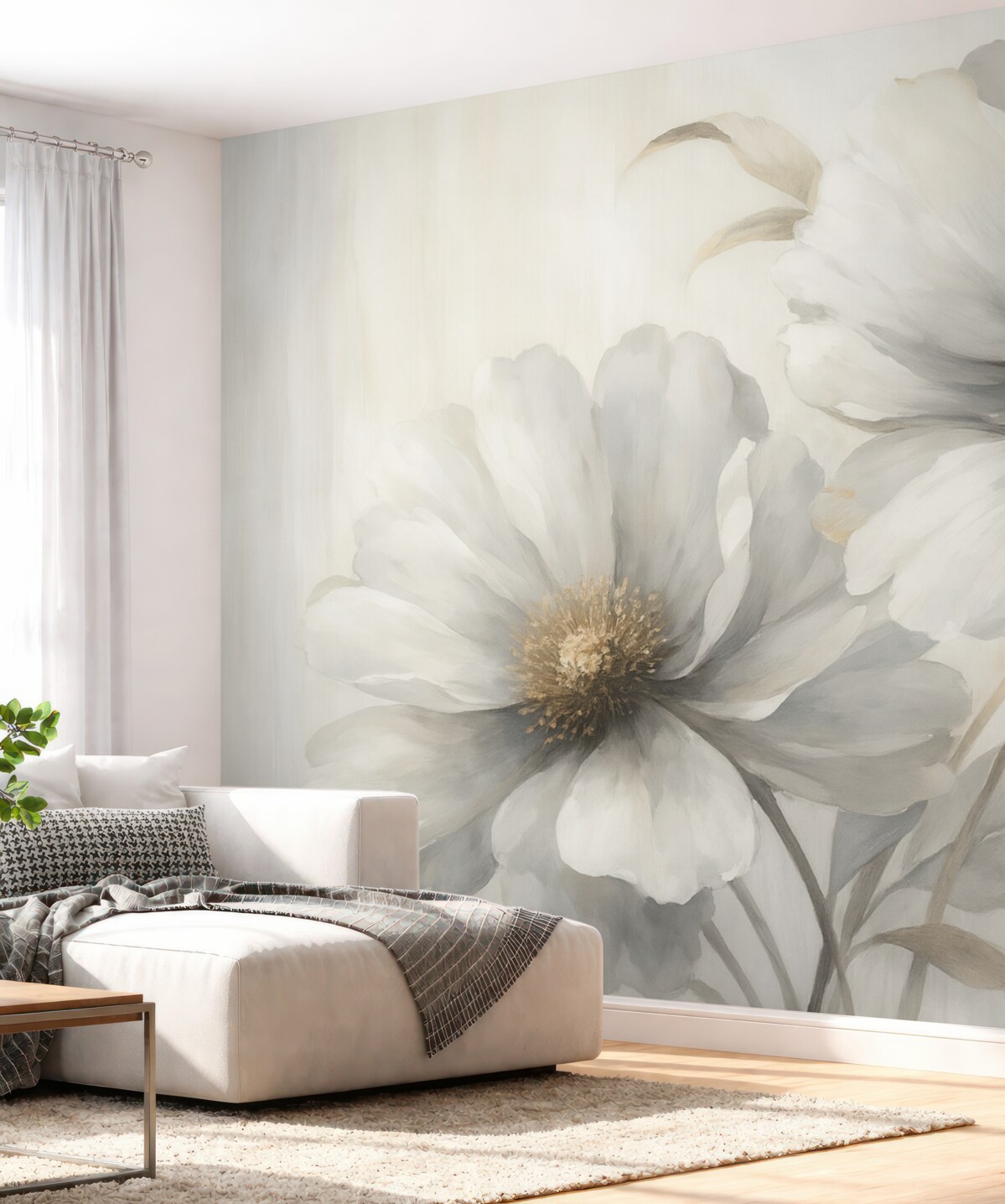 Fototapeta Wielkie kwiaty przypominające rozmytą akwarelę.