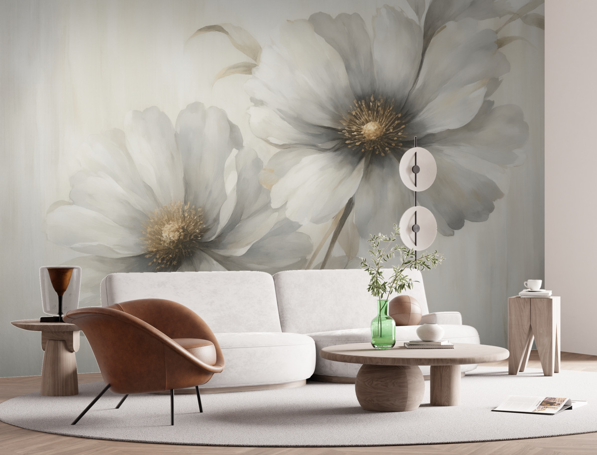 Fototapeta Wielkie kwiaty przypominające rozmytą akwarelę.