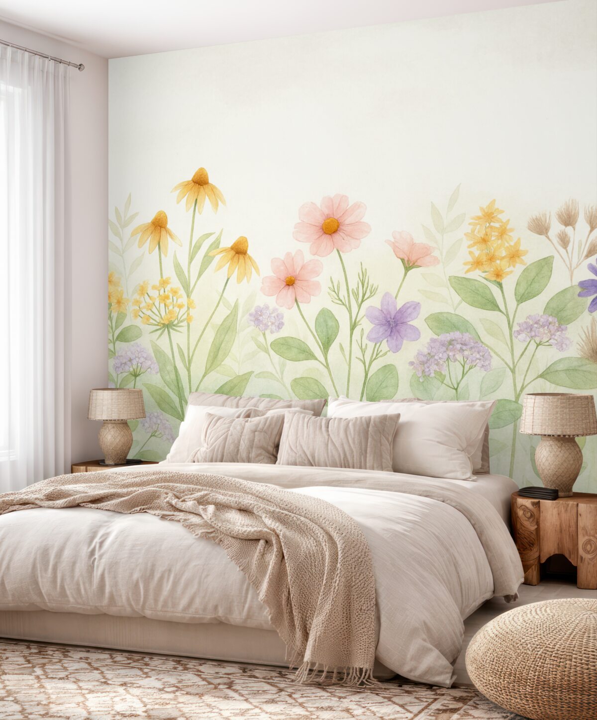 Fototapeta Kwiaty dzikie na jasnym tle.