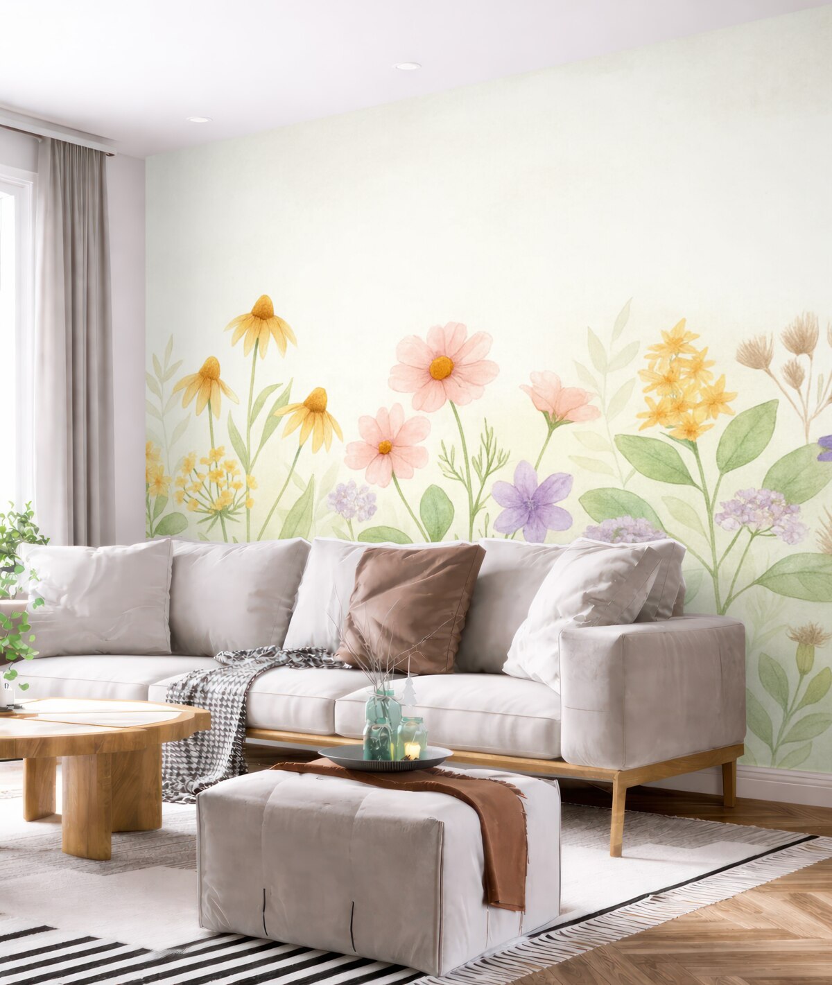 Fototapeta Kwiaty dzikie na jasnym tle.