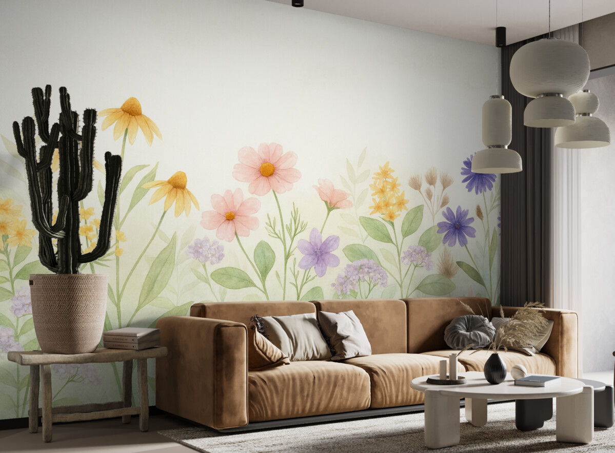 Fototapeta Kwiaty dzikie na jasnym tle.