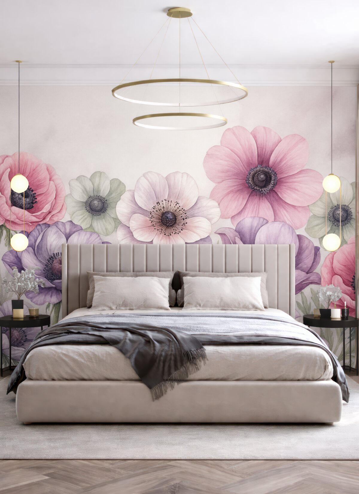 Fototapeta Wielkie, świetliste kwiaty do malowania akwarelą.