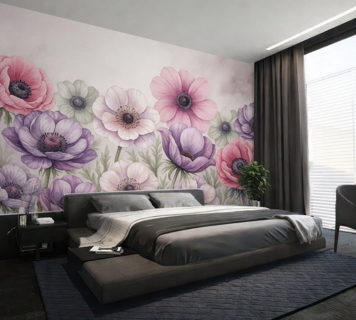 Fototapeta Wielkie, świetliste kwiaty do malowania akwarelą.