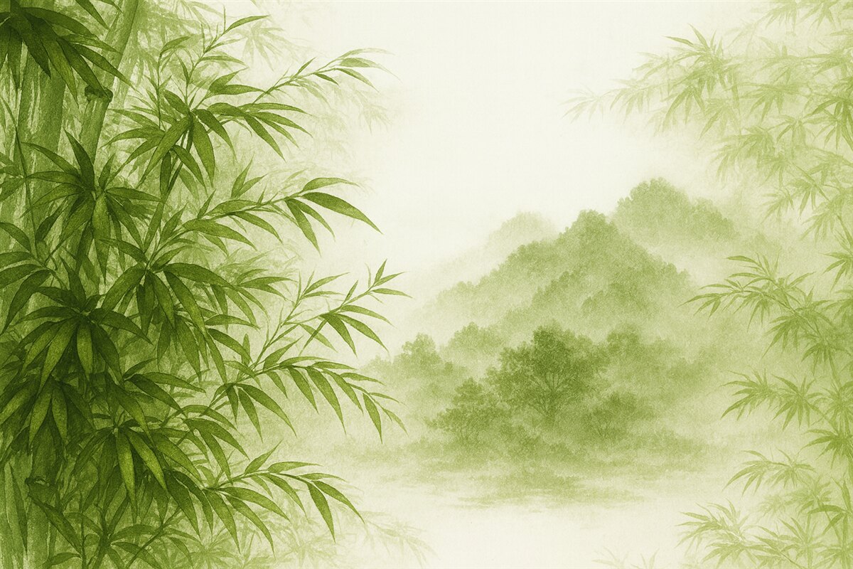 Fototapeta Łodygi oraz liście bambusa do malowania akwarelą.