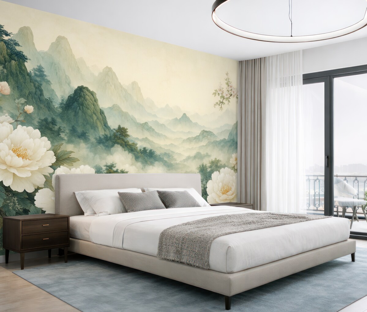 Fototapeta krajobraz z roślinami i wzniesieniami w stylu orientalnym