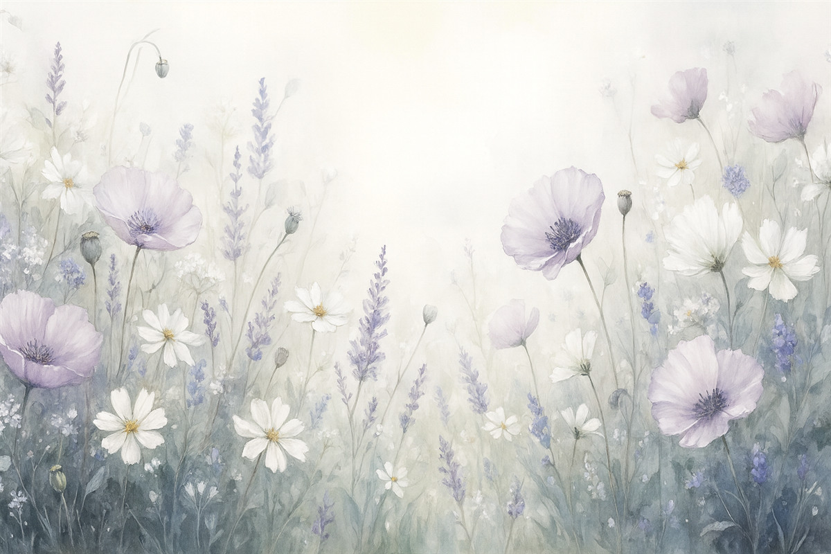 Fototapeta Subtelne, lekkie pole kwiaty w stylu malarskim.