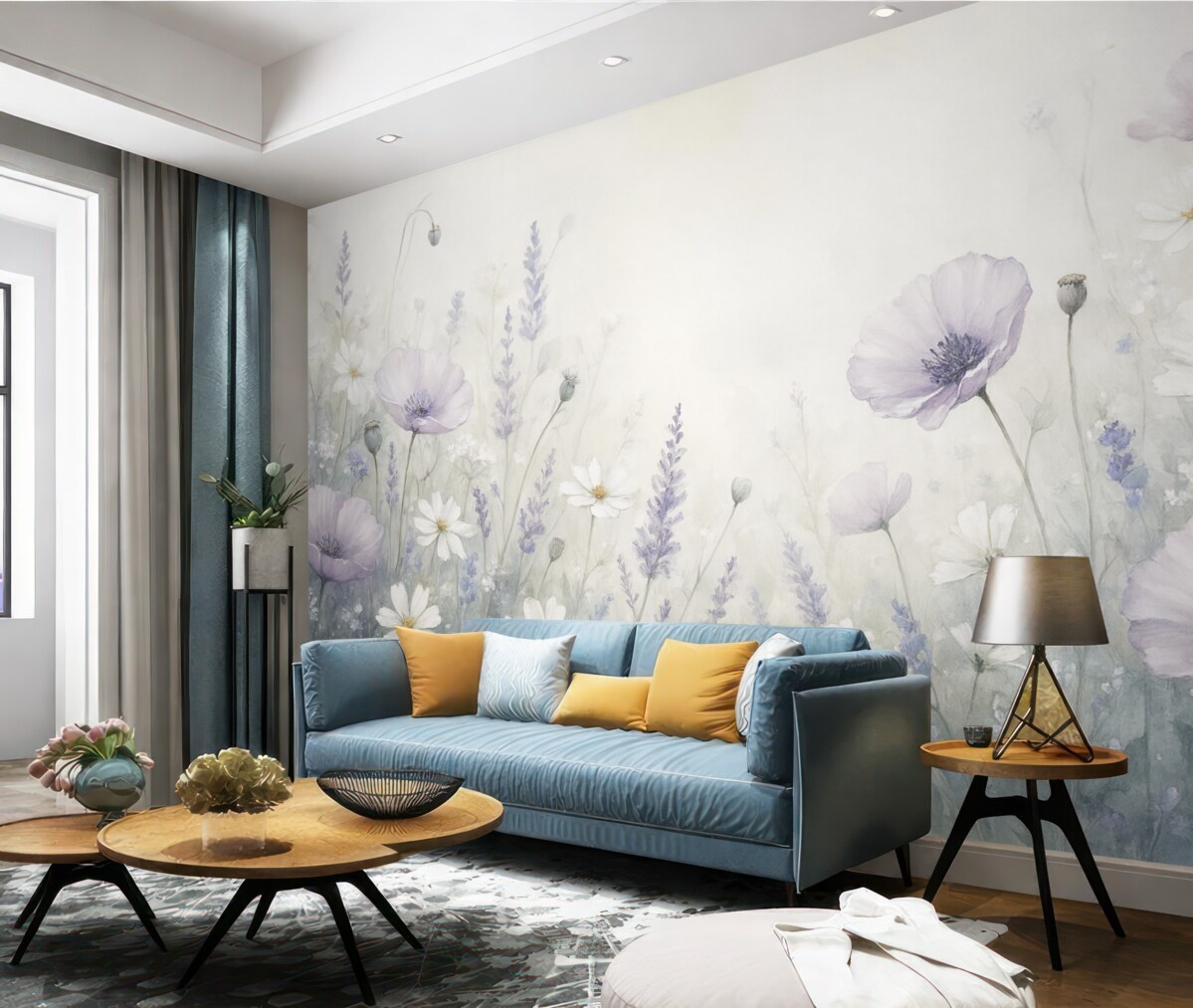 Fototapeta Subtelne, lekkie pole kwiaty w stylu malarskim.