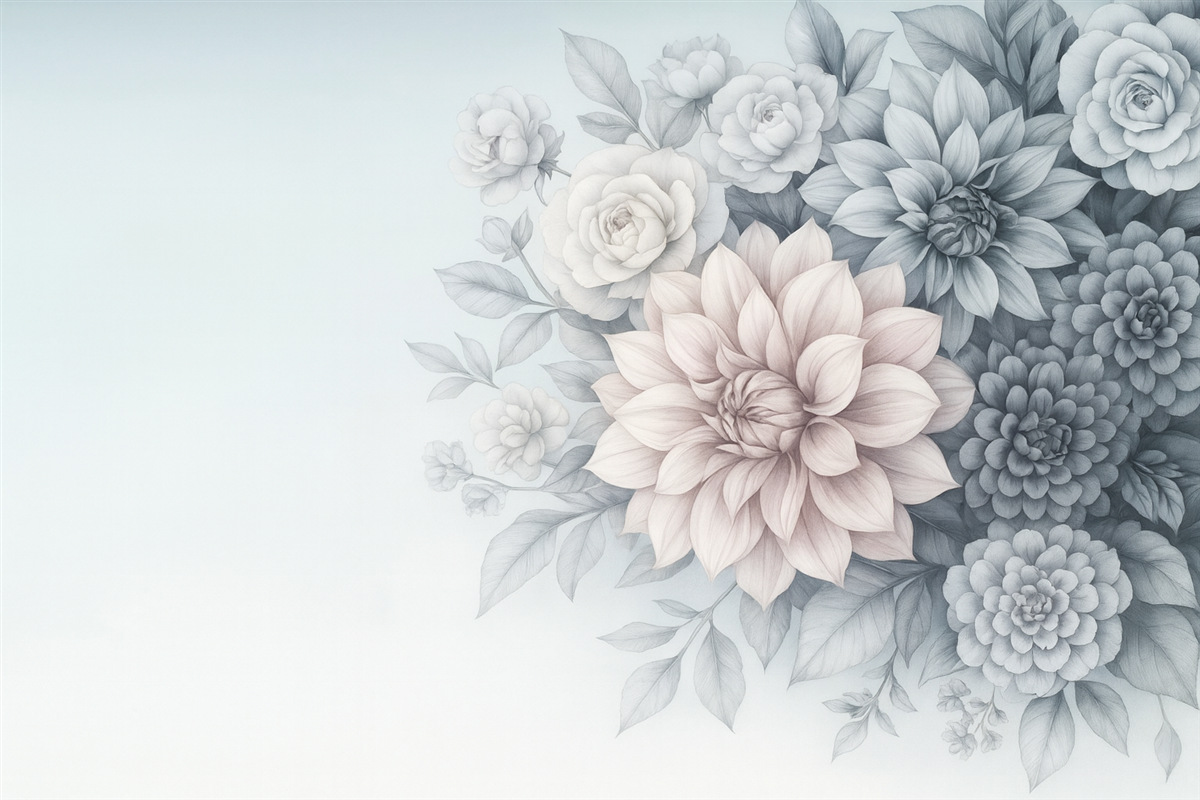 Fototapeta bukiet chryzantem na szaro-niebieskim tle