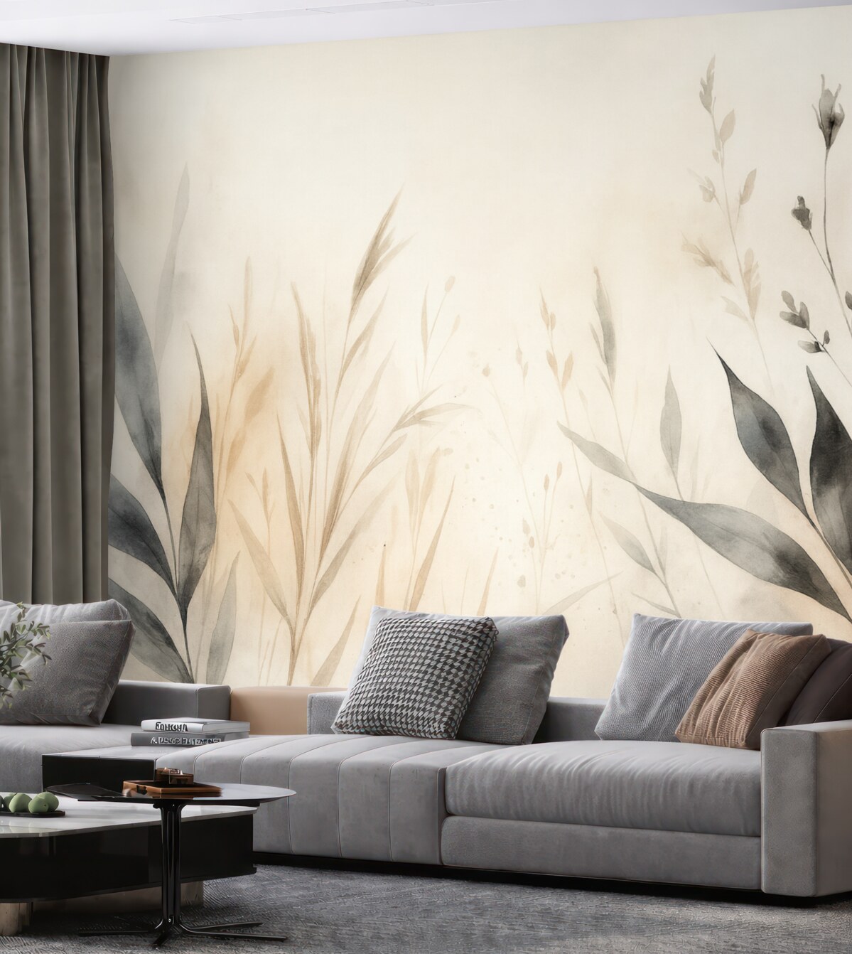 Fototapeta Akwarela liści w dowolnej technice w odcieniach ziemi.